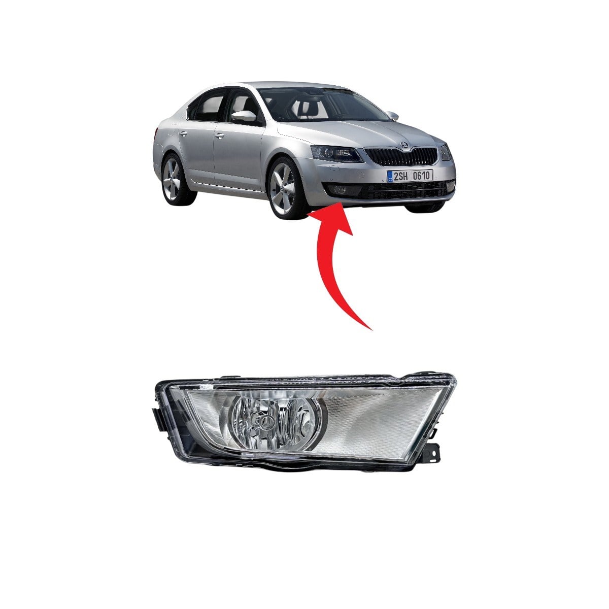 Skoda Octavia Sis Farı Sağ Beyaz 2013-2018 5E0941702