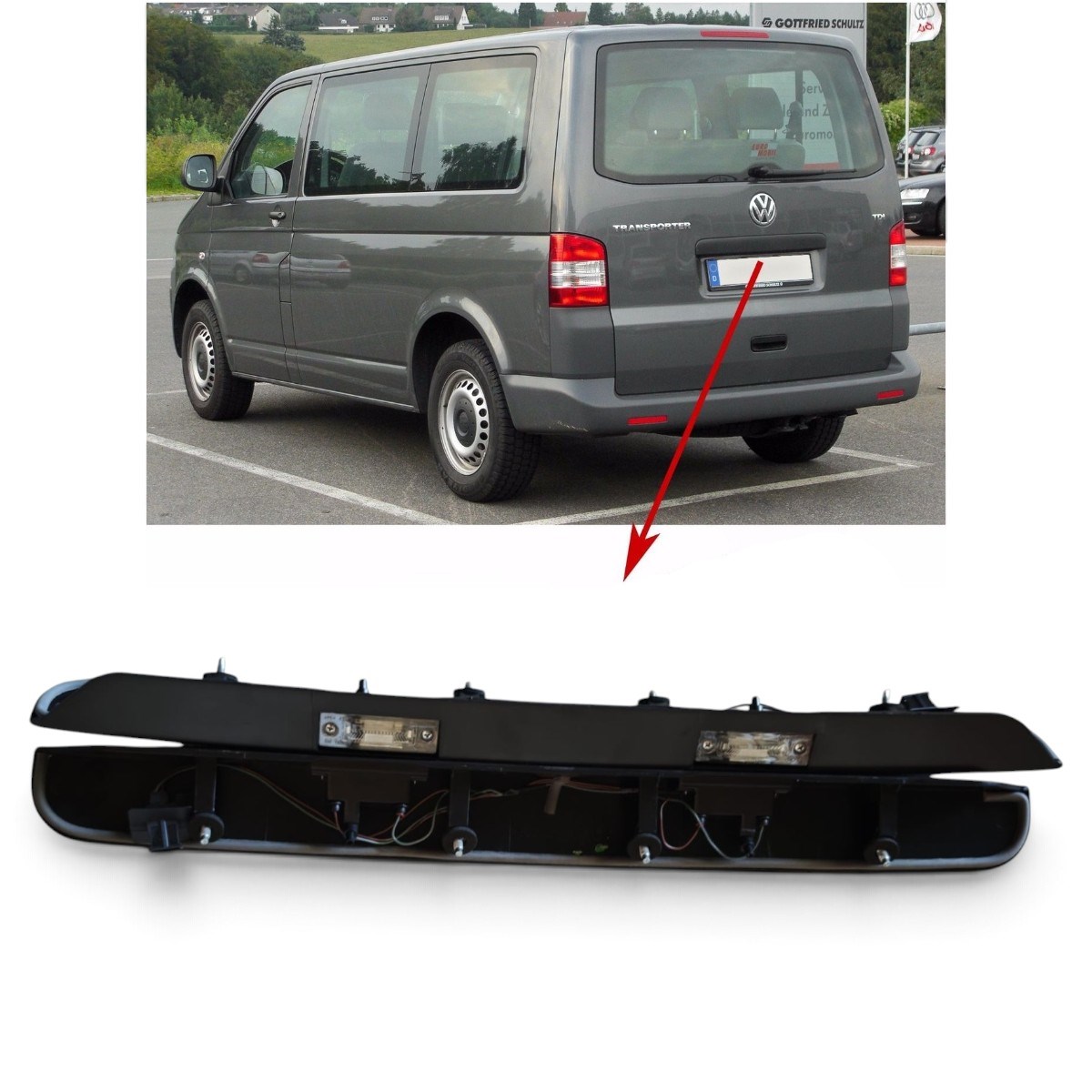 Transporter T5-T6 Plaka Lamba Çıtası+Ampul 2005-2015 7E0827329F