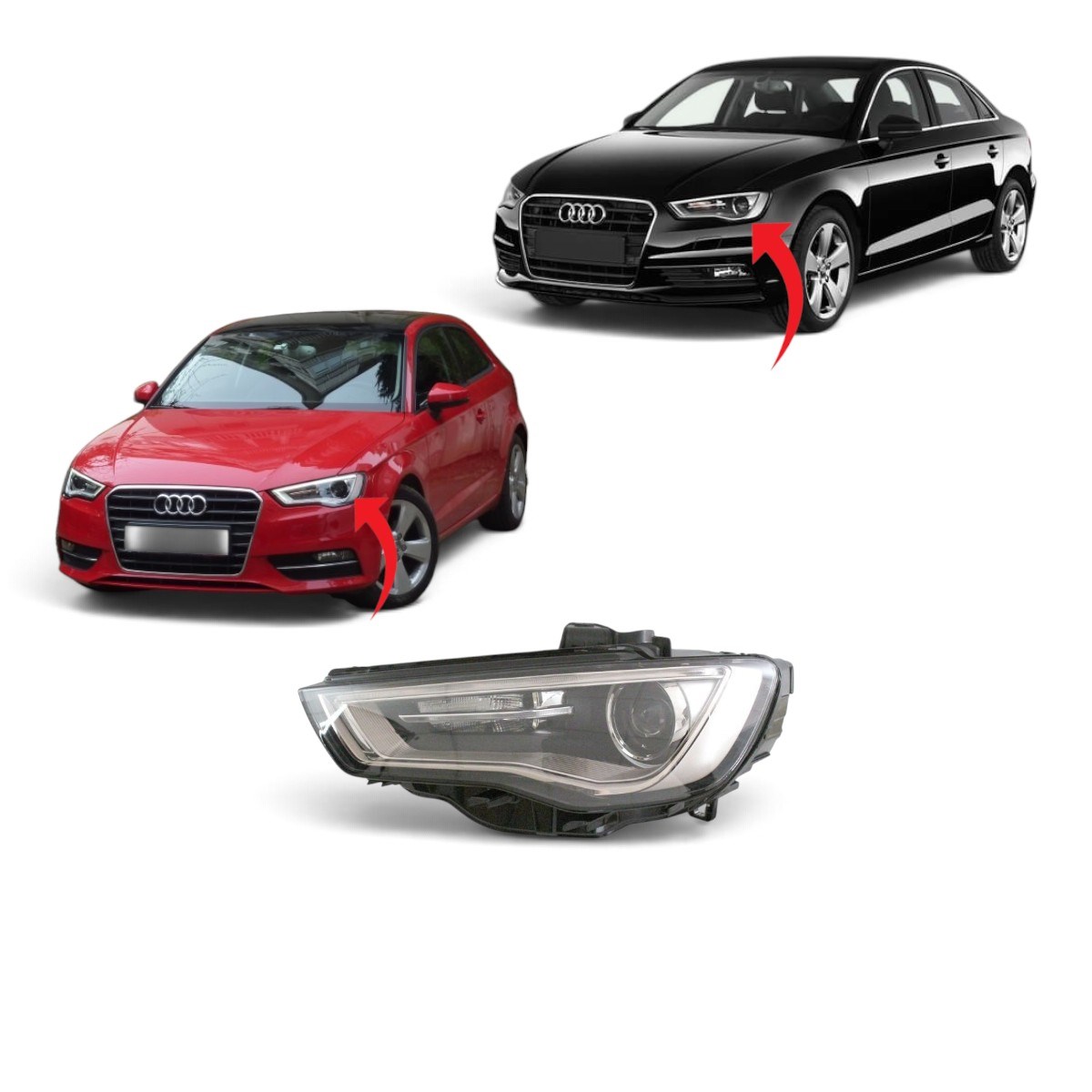Audi A3 Ön Far Ledli Sol 2013-2016 8V0941043C