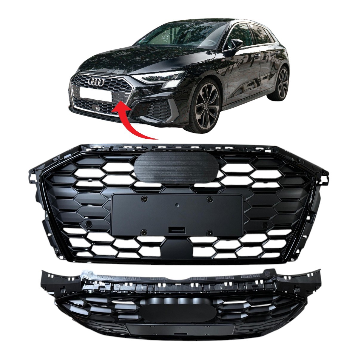 Audi A3 Ön Panjur Sensörlü Siyah 2021-2025 8Y0853651H Y9B