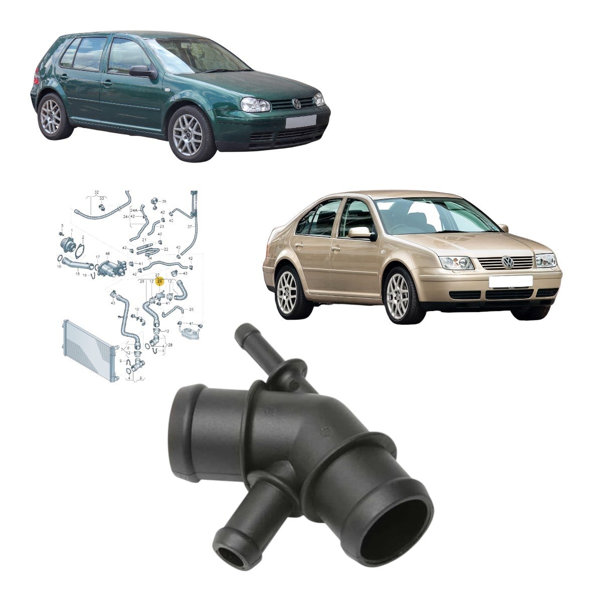 Vw Golf4-Bora Radyatör Su Flanşı 1.6 AKL 1998-2004 1J0121087C