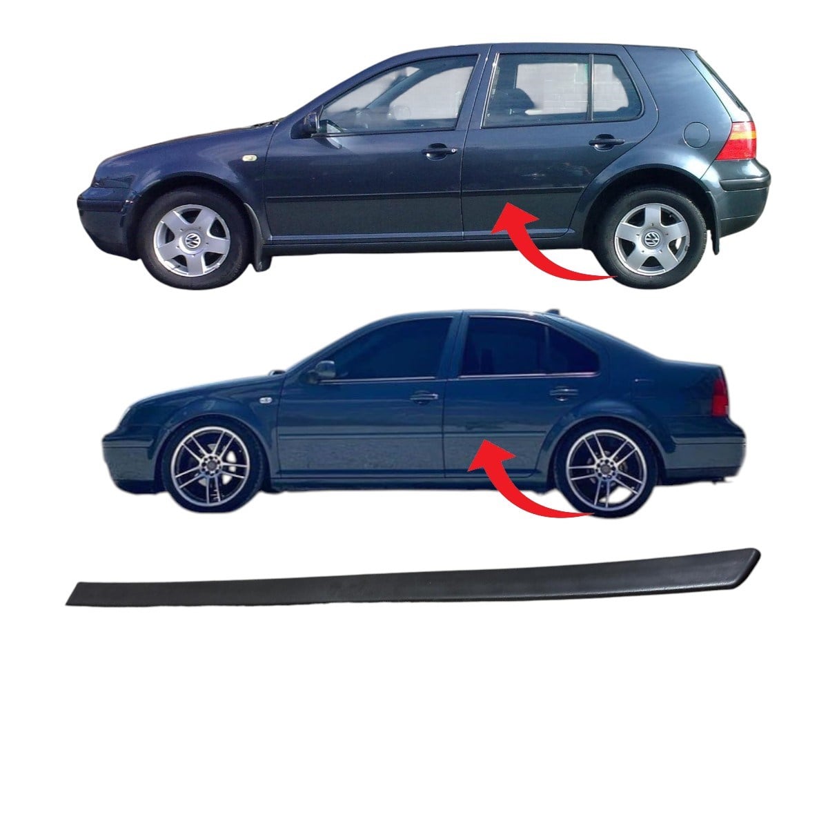 Golf4-Bora Kapı Çıtası Arka Sol Saten Siyah 1998-2004 1J4853753D