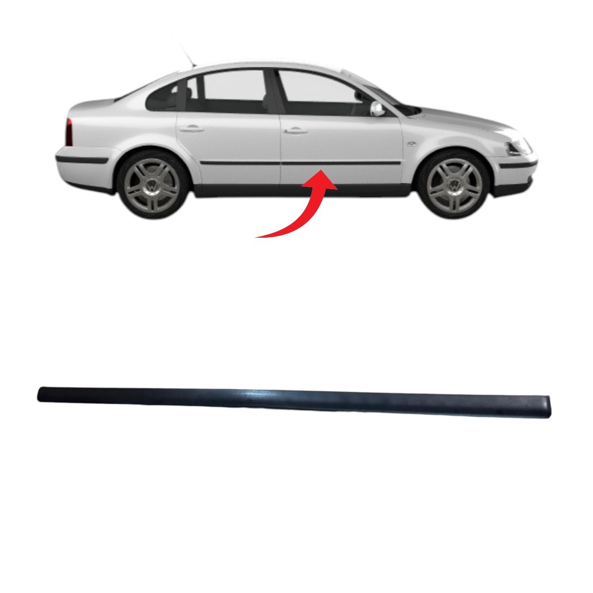 Passat B5 Kapı Çıtası Ön Sağ Saten Siyah 1997-2000 3B0853516 B41