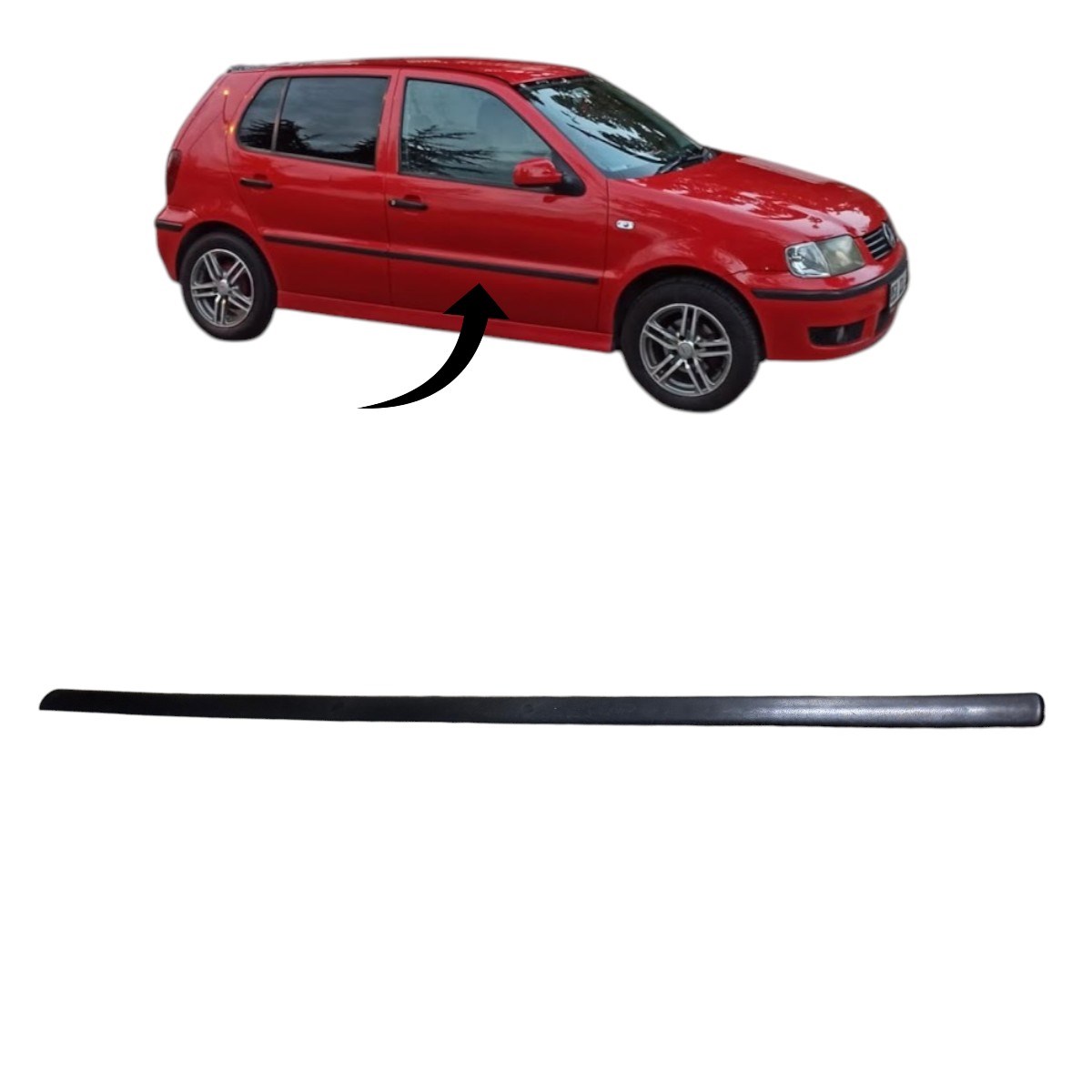 Polo Kapı Çıtası Ön Sağ Saten Siyah 1999-2002 6N4853071A GRU