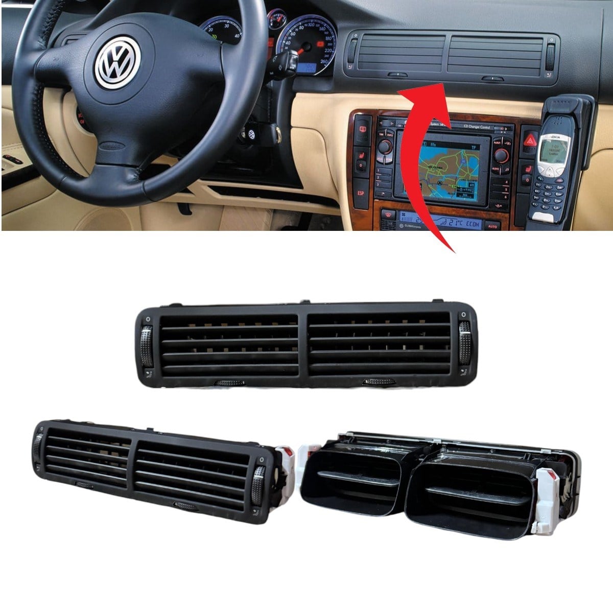Passat B5-B5.5 Ön Orta Havalandırma Izgarası 1997-2005 3B0819728