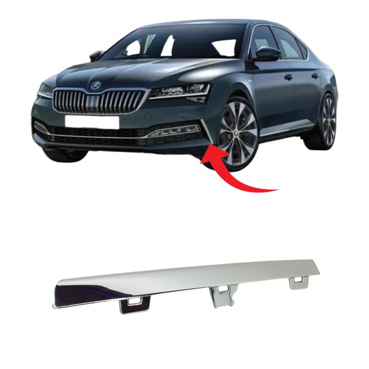 Skoda Superb Ön Tampon Çıtası Sol Krom 2020-2023 3V0807833A 2ZZ