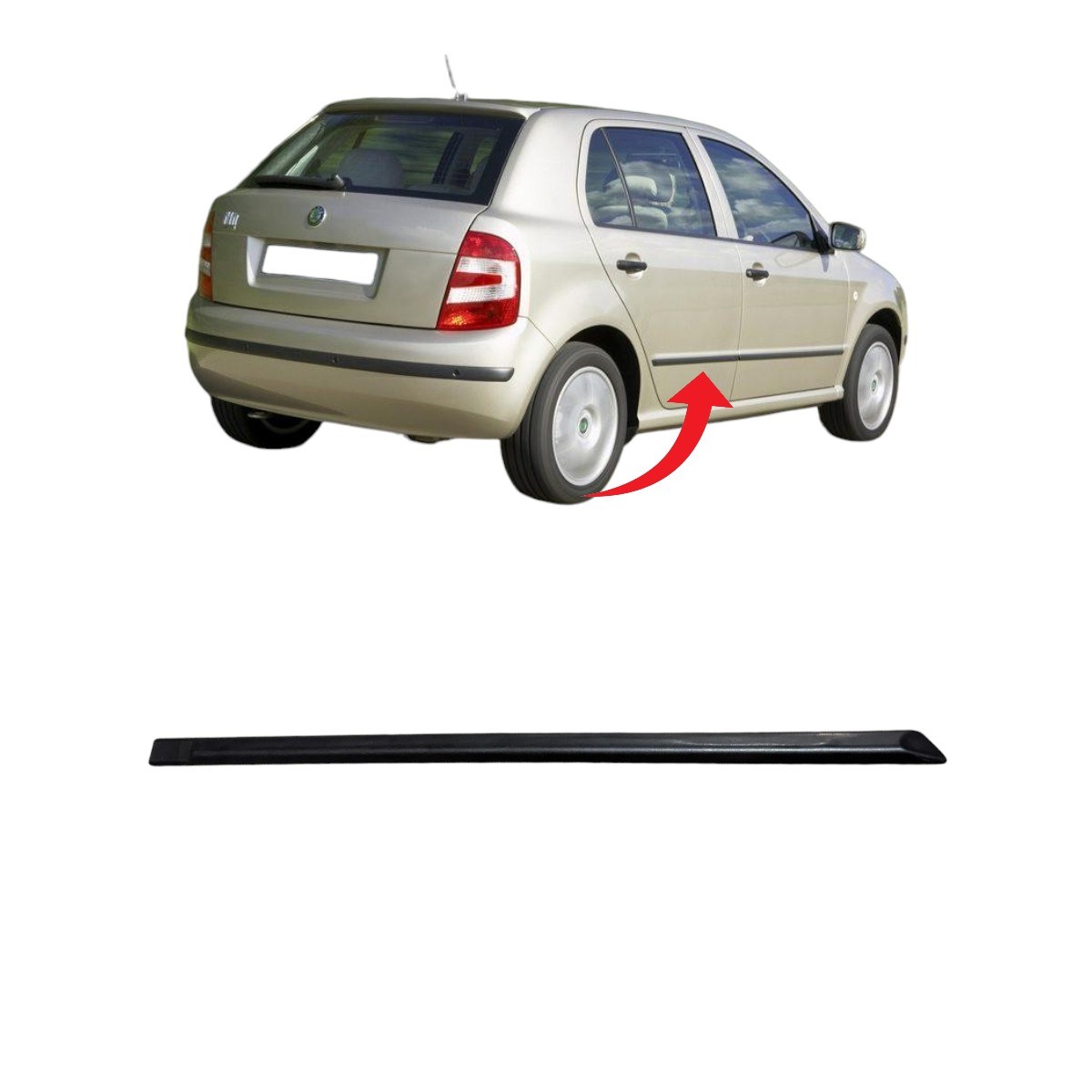 Fabia Kapı Çıtası Arka Sağ Saten Siyah 2000-2008 6Y0853754 B41