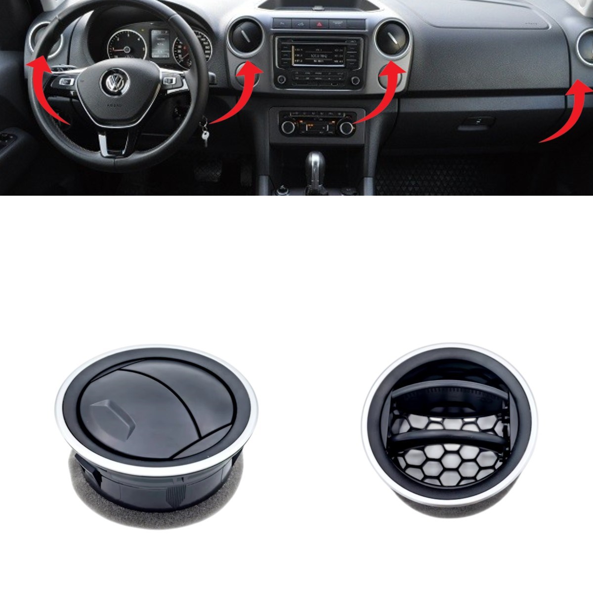 Amarok Ön Torpido Havalandırma Mat Siyah+Krom 2010-2016 2H0819703E