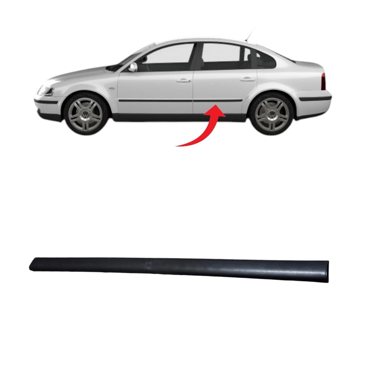 Passat B5 Kapı Çıtası Arka Sol Saten Siyah 1997-2000 3B0853753