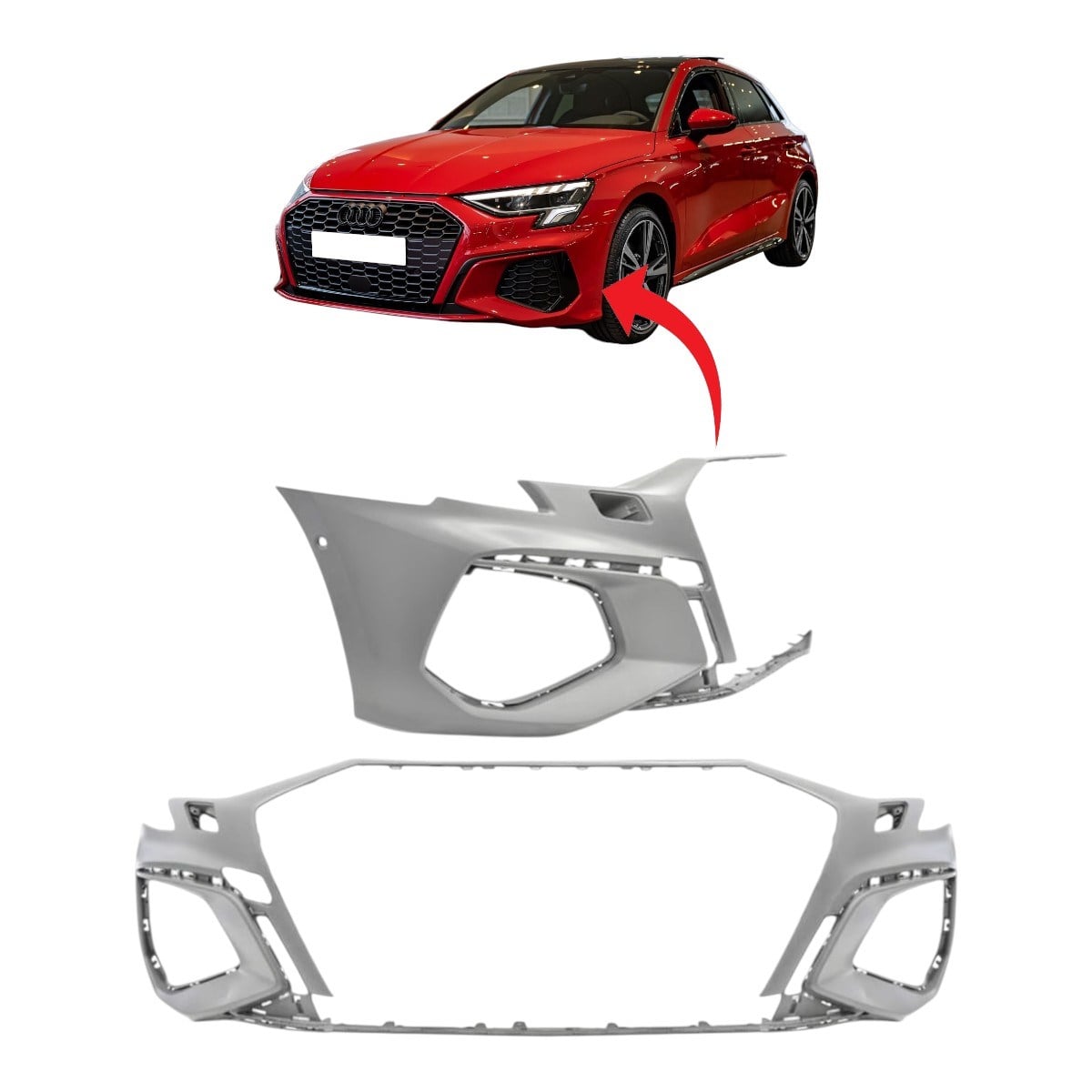 A3 SLine Ön Tampon Far Yıkama+2 Sensörlü 2021-2025 8Y0807065C