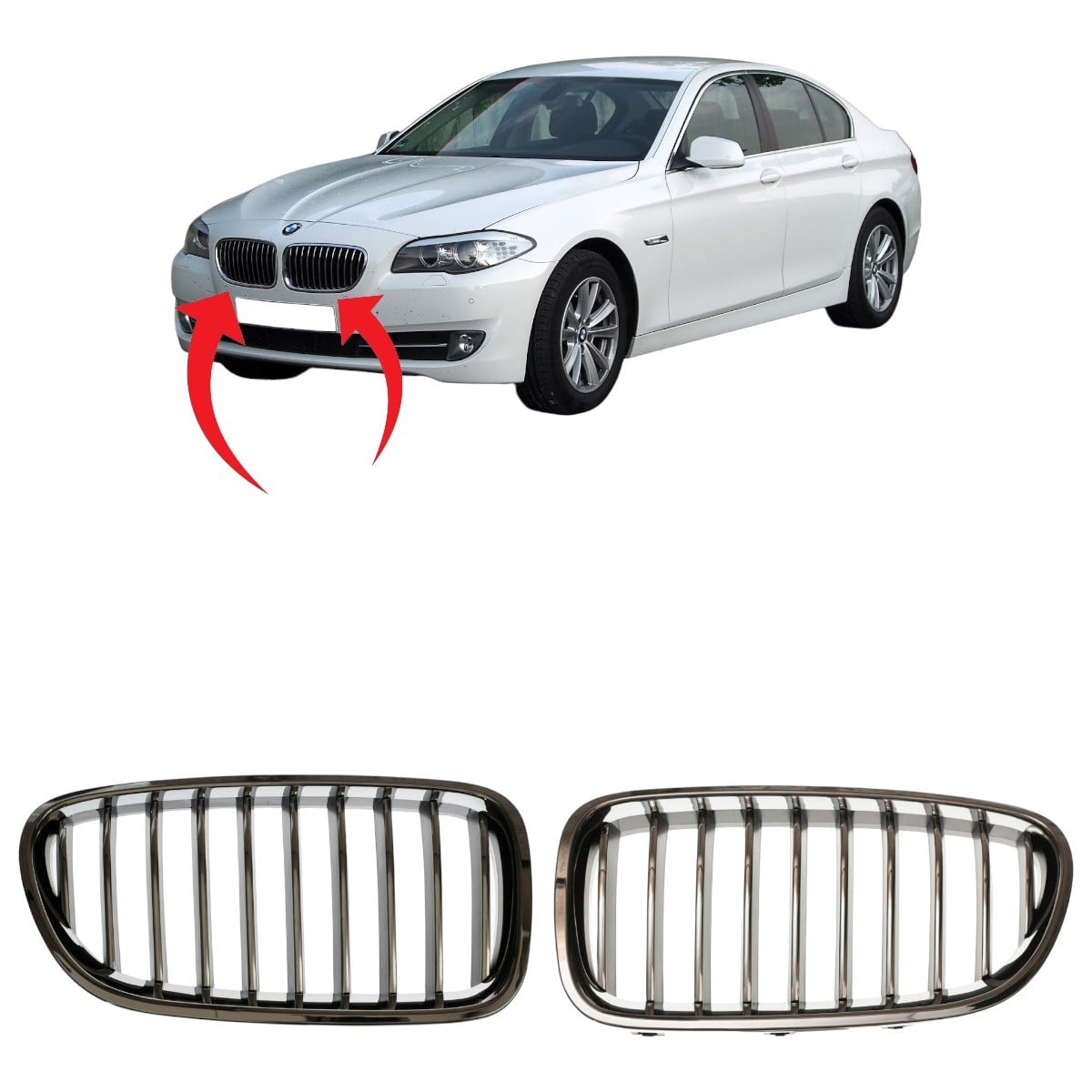 Bmw F10 Ön Panjur Krom+Siyah Set 2010-16 51137412323/51137412324