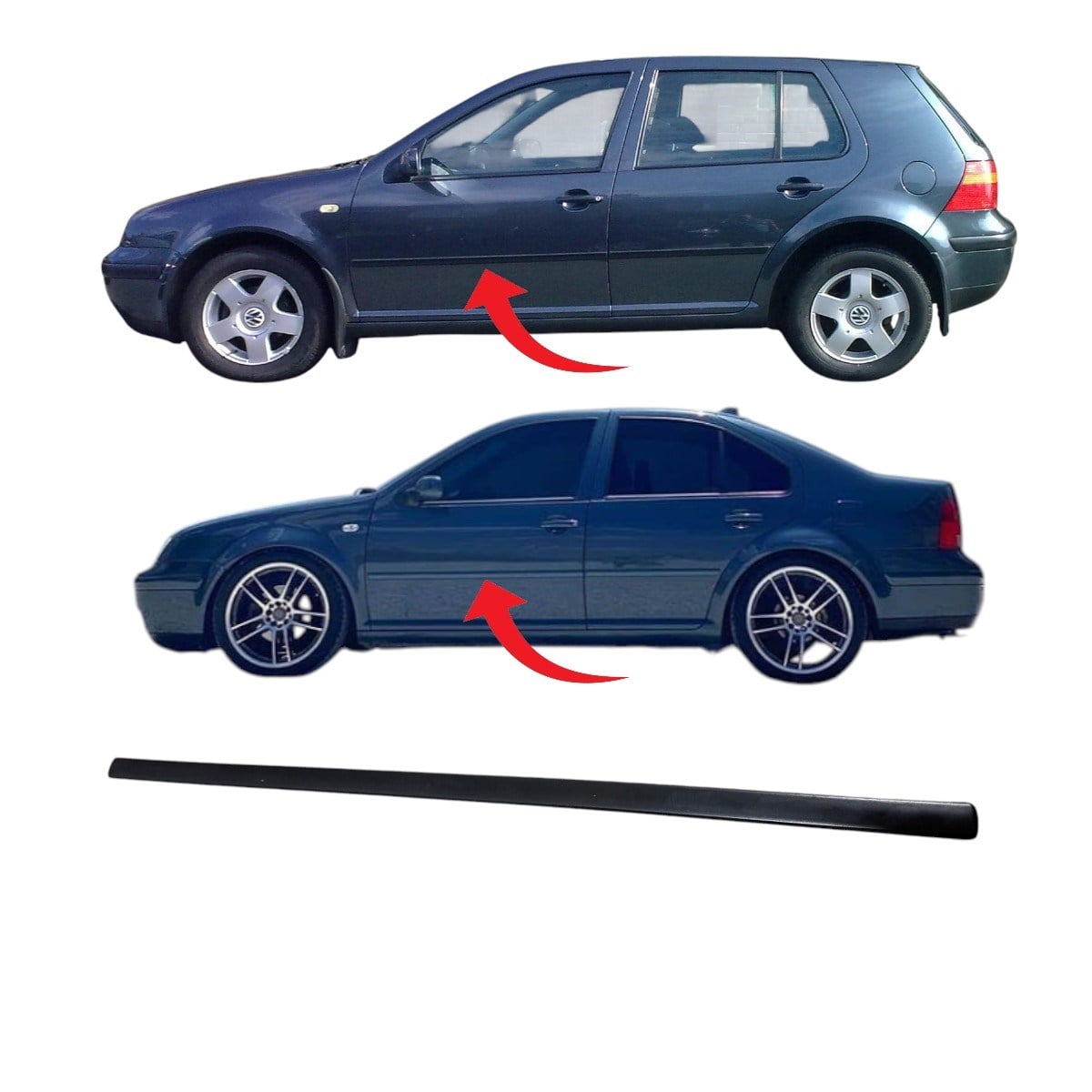Golf4-Bora Kapı Çıtası Ön Sol Saten Siyah 1998-2004 1J4853515J