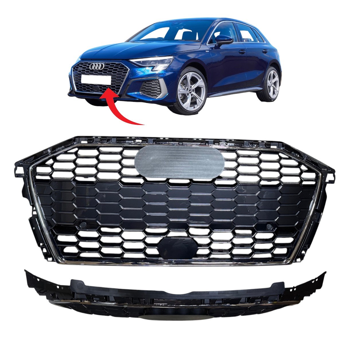 Audi A3 Ön Panjur Kromlu 2021-2025 8Y0853651D RN4