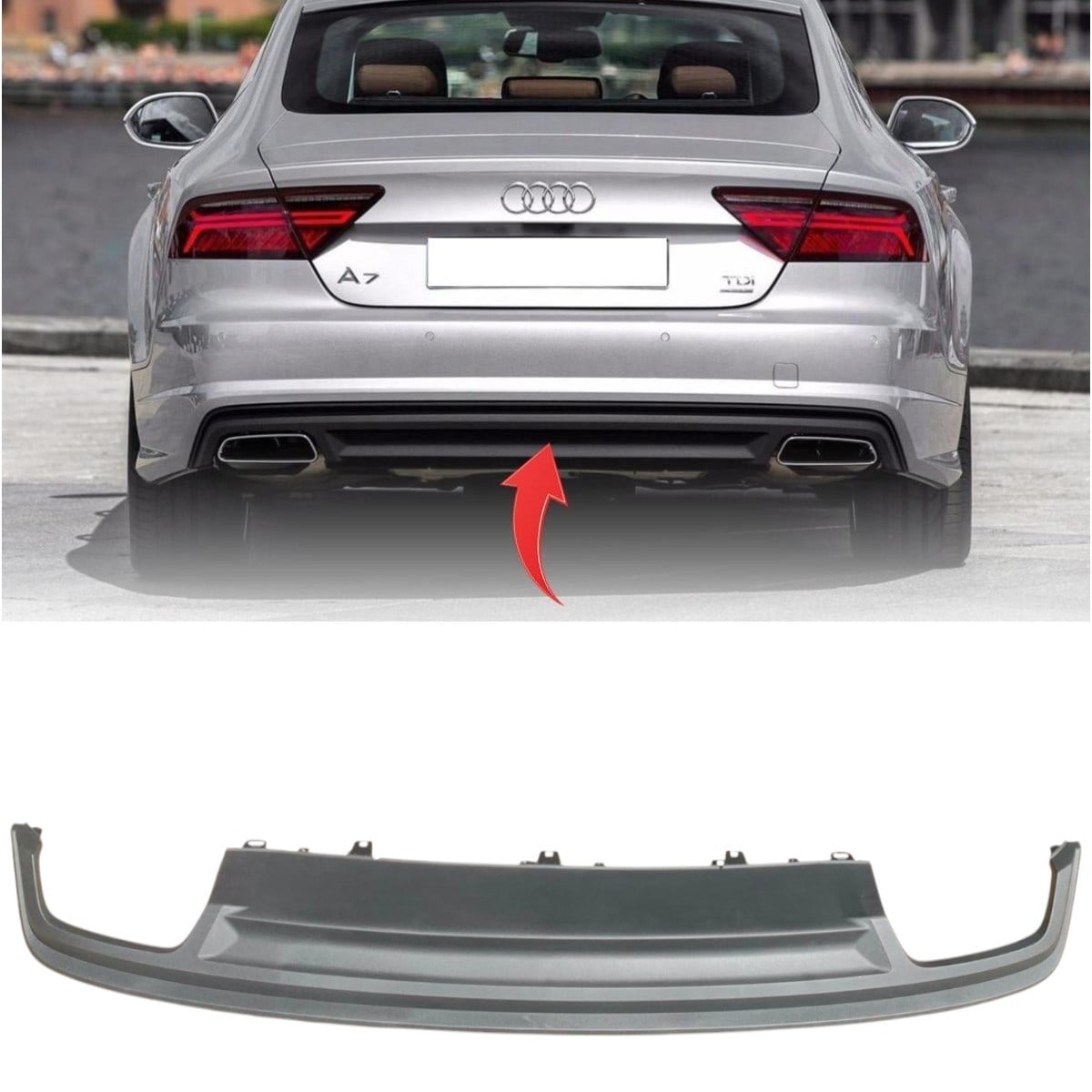 Audi A7 Arka Tampon Spoyleri Çift Egsoz 2015-2018 4G8807521AC 3FZ