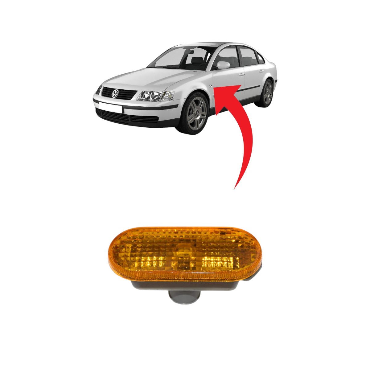 Passat B5 Çamurluk Sinyali BuzluCam Sarı Sol-Sağ 97-01 3B0949117B