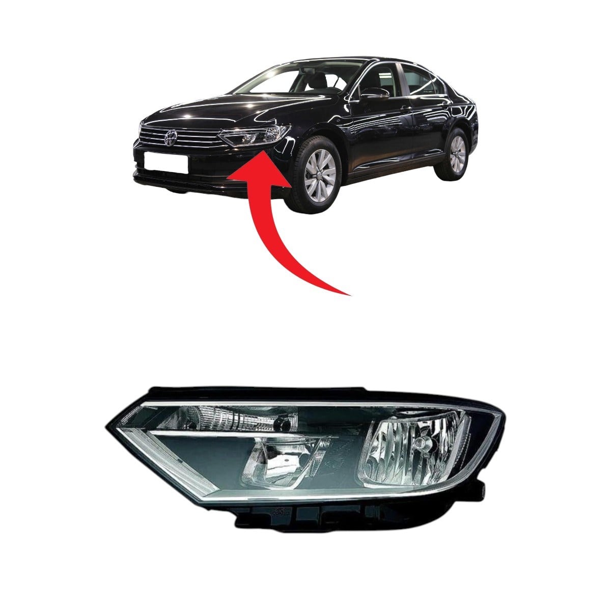 Vw Passat B8 Sol Ön Far Halojen 2015-2019 3G1941005B