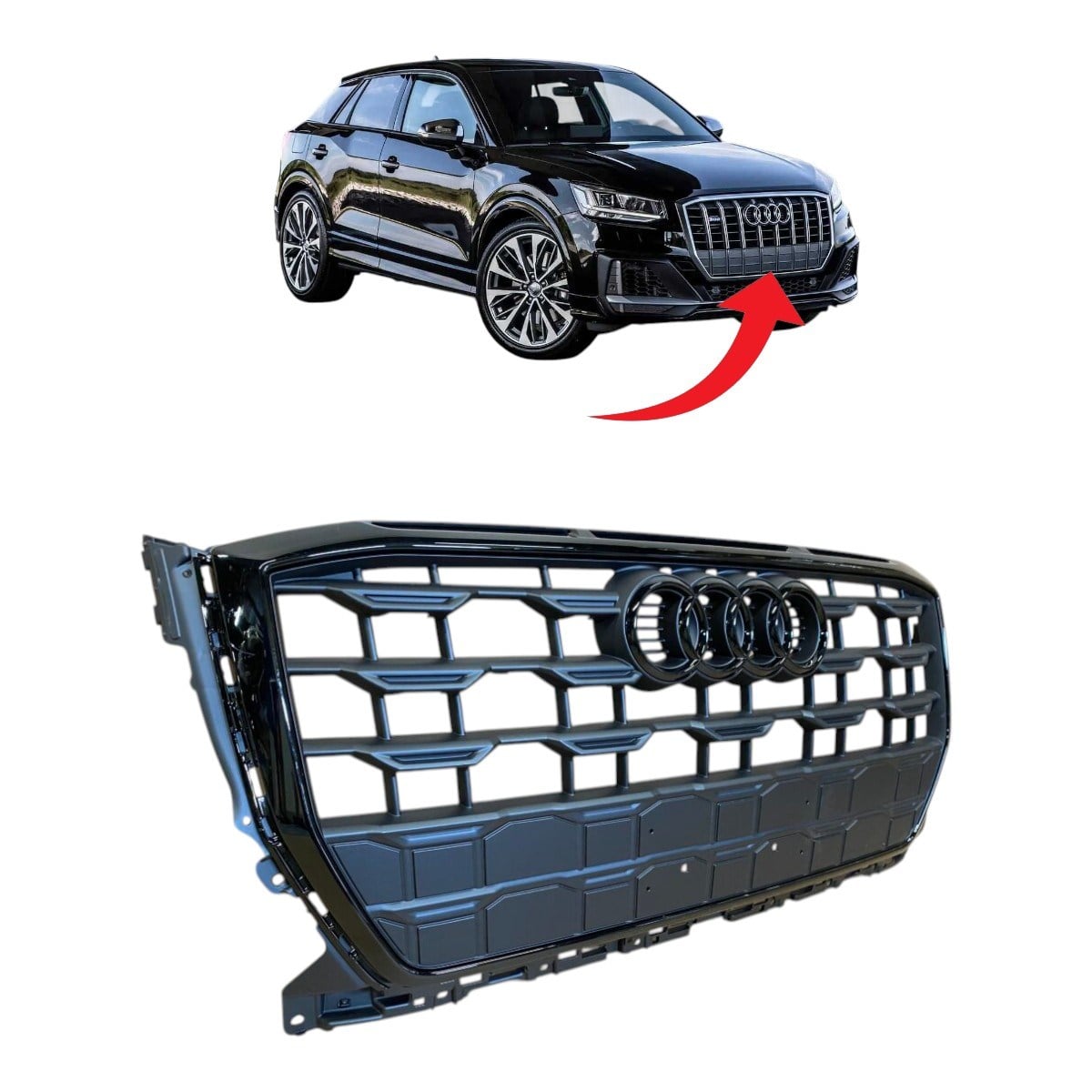 Audi Q2 Ön Panjur Piano Black Kısa Plaka 2017-2022 81A853651 Y9B