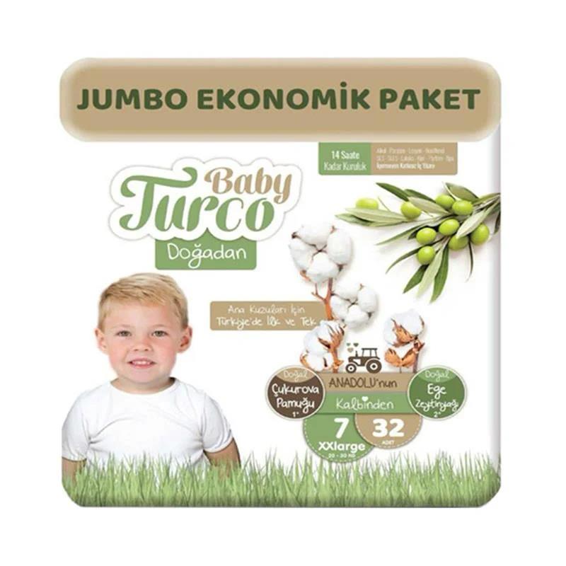 Baby Turco Doğadan 7 Beden XX Large 32 Adet Bebek Bezi