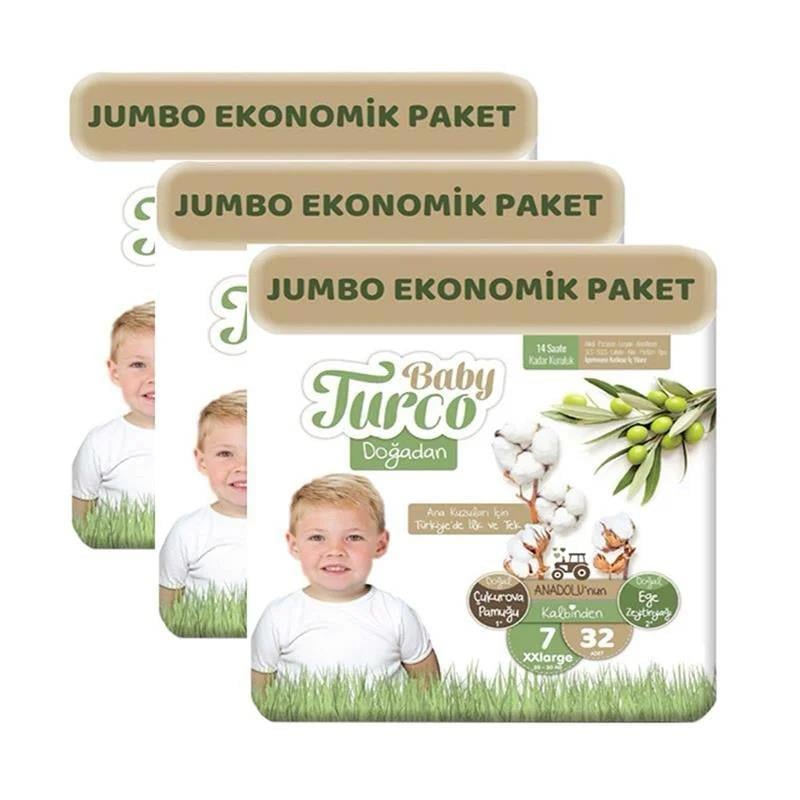 Baby Turco Doğadan 7 Beden XX Large 32x3 96 Adet Bebek Bezi