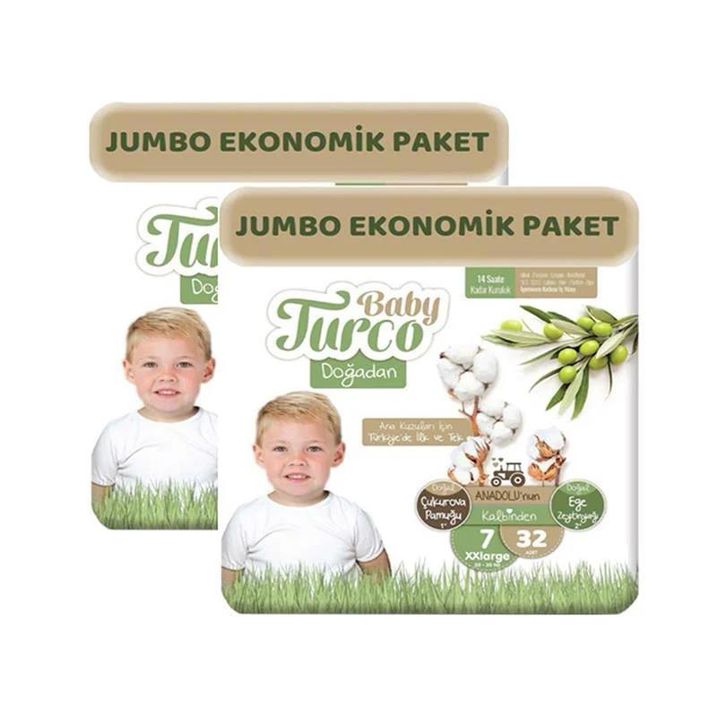 Baby Turco Doğadan 7 Beden XX Large 32x2 64 Adet Bebek Bezi