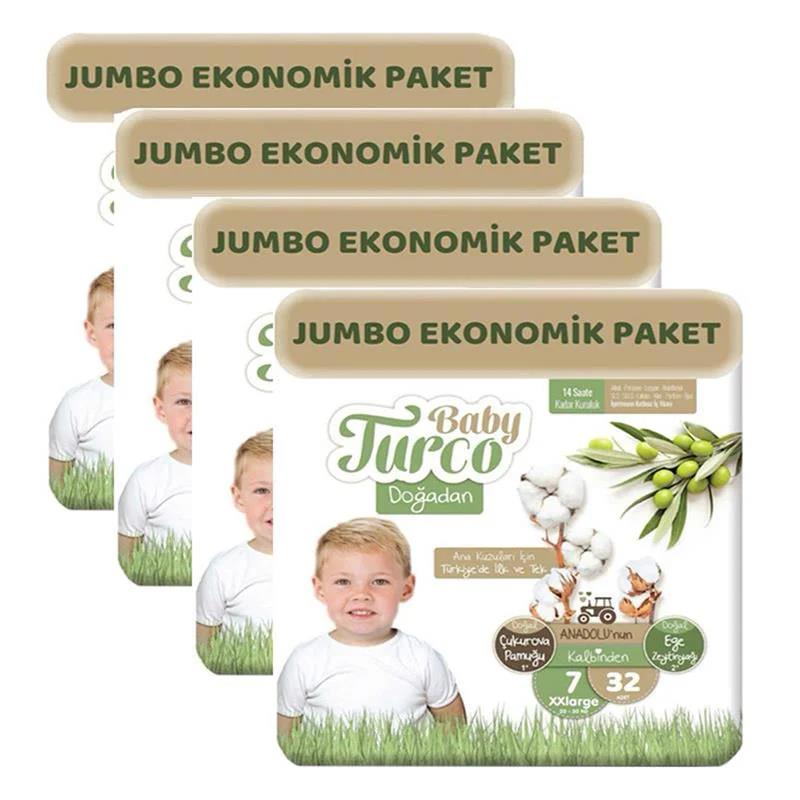 Baby Turco Doğadan 7 Beden XX Large 32x4 128 Adet Bebek Bezi