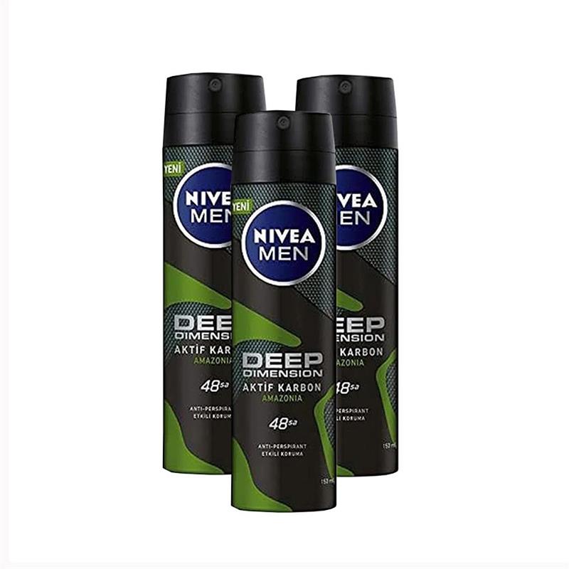 Nivea Men Deep Dimension Amazonia Erkek Deodorant 150 ml x 3 Adet
