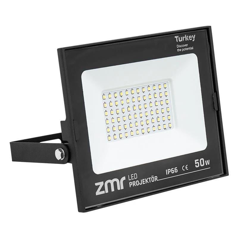 Zmr 50 Watt 6500K IP66 150 Derece 220 Volt Siyah Slim Kasa Led Projektör
