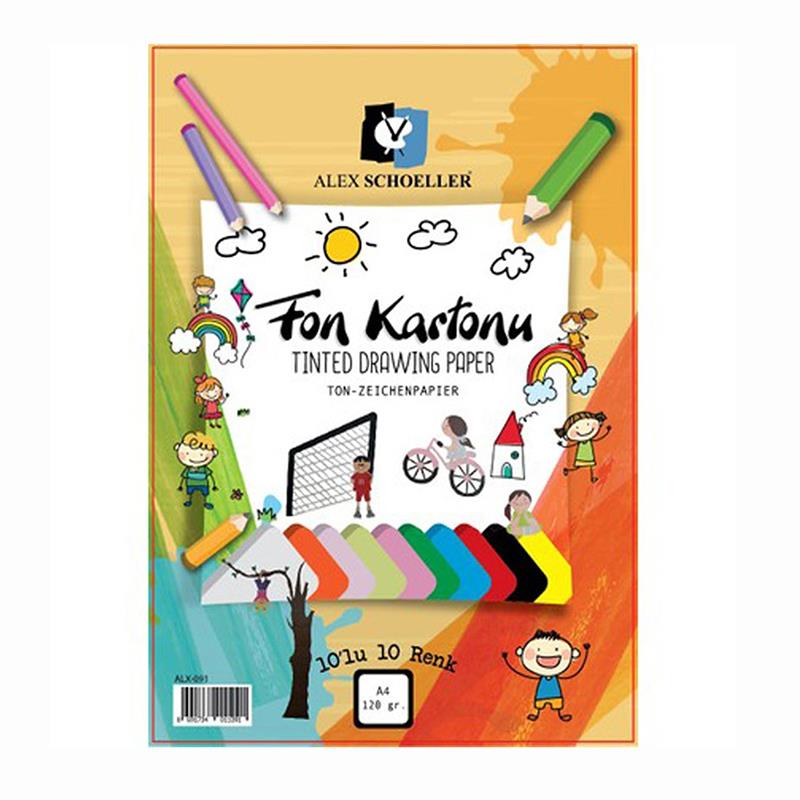 Alex Fon Kartonu A4 Karışık Renk 10'lu Poşet