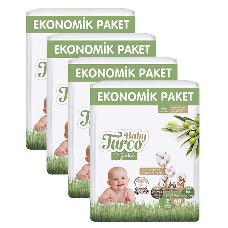 Baby Turco Doğadan 2 Beden Mini 68x4 272 Adet Bebek Bezi