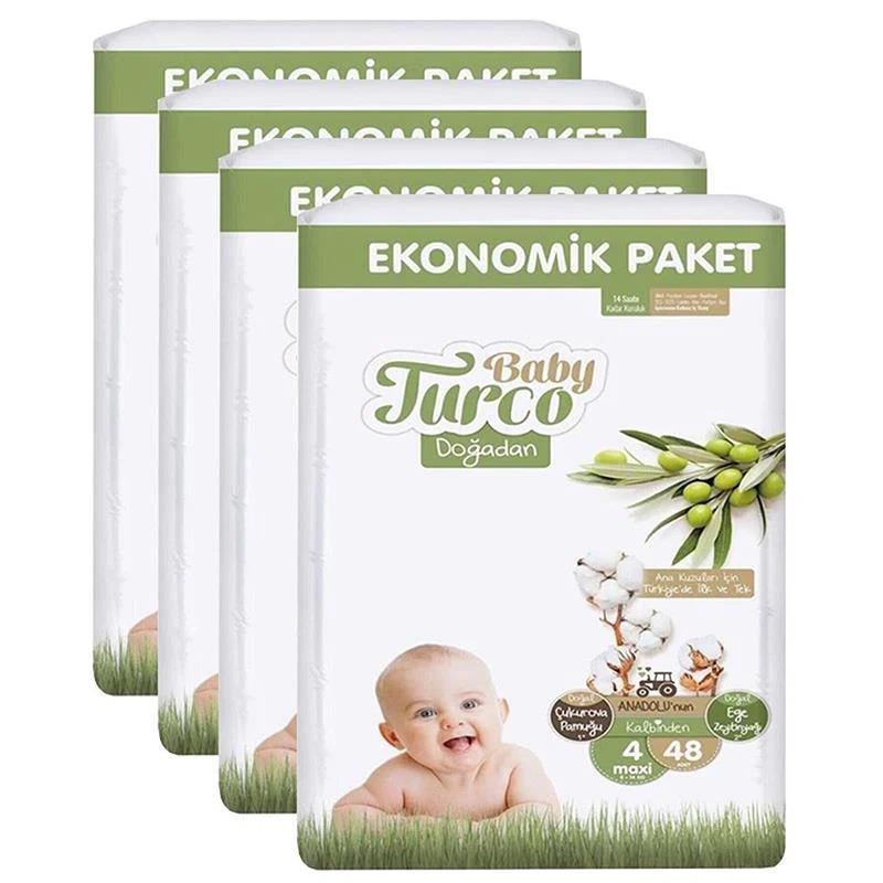 Baby Turco Doğadan 4 Beden Maxi 48x4 192 Adet Bebek Bezi