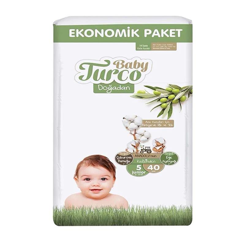 Baby Turco Doğadan 5 Beden Junior 40 Adet Bebek Bezi