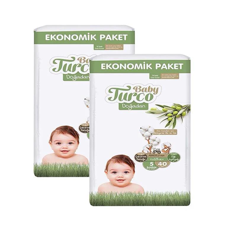 Baby Turco Doğadan 5 Beden Junior 40x2 80 Adet Bebek Bezi
