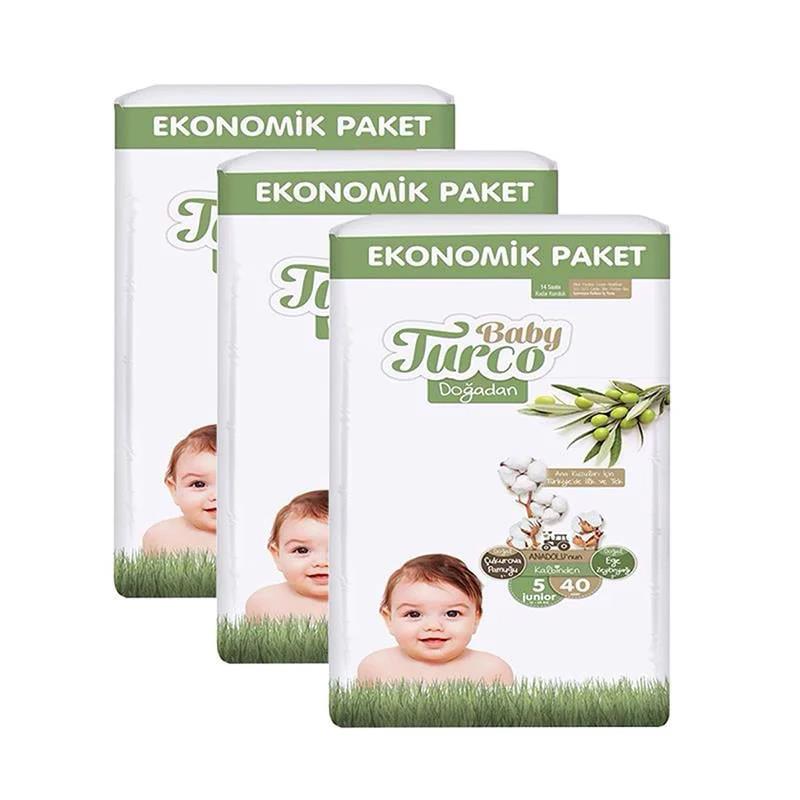 Baby Turco Doğadan 5 Beden Junior 40x3 120 Adet Bebek Bezi