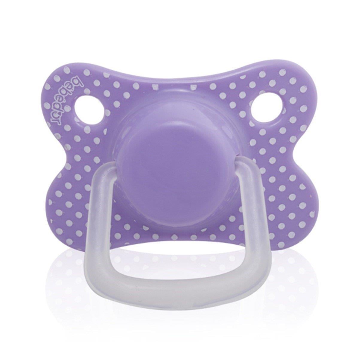 Bebedor B-142 Retro Yassı Uç Silikon Emzik 6-18 Ay No:2  Mor
