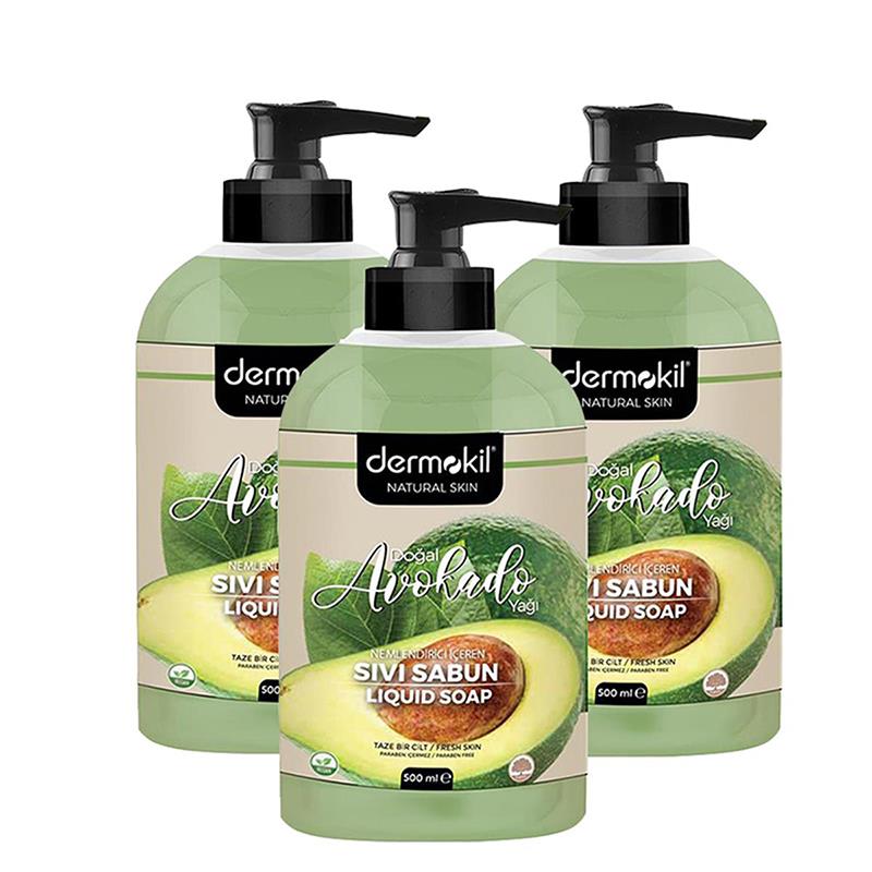 Dermokil Avokado Özlü Doğal Sıvı Sabun 500 ml x 3 Adet