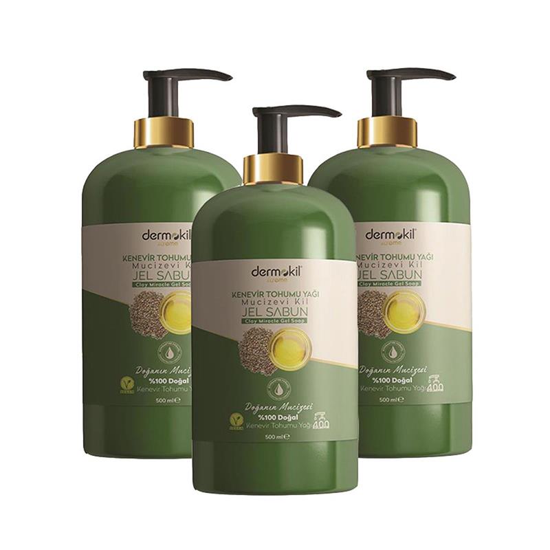 Dermokil Kenevir Tohumu Yağı Mucizevi Kil Jel Sabun 500 ml x 3 Adet