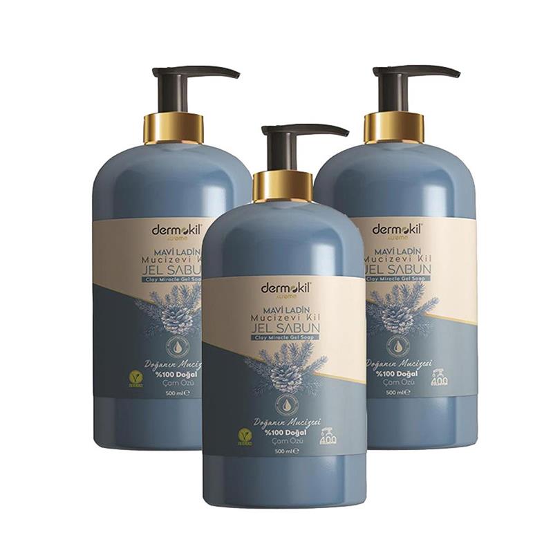 Dermokil Mavi Ladin Mucizevi Kil Jel Sabun 500 ml x 3 Adet
