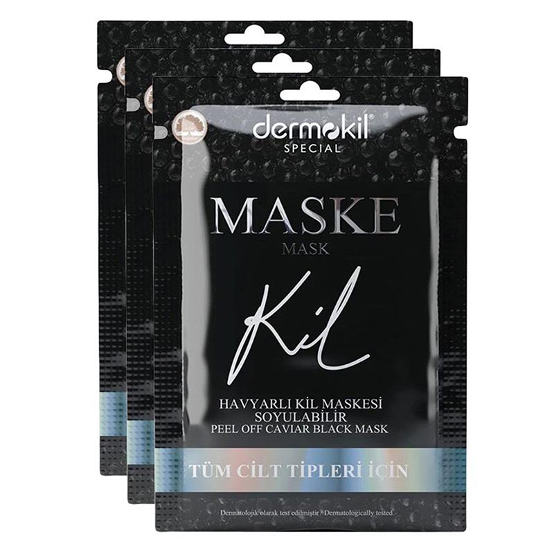 Dermokil Soyulabilir Havyarlı Siyah Kil Yüz Maskesi Tüm Cilt Tipleri İçin 15 ml x 3 Adet