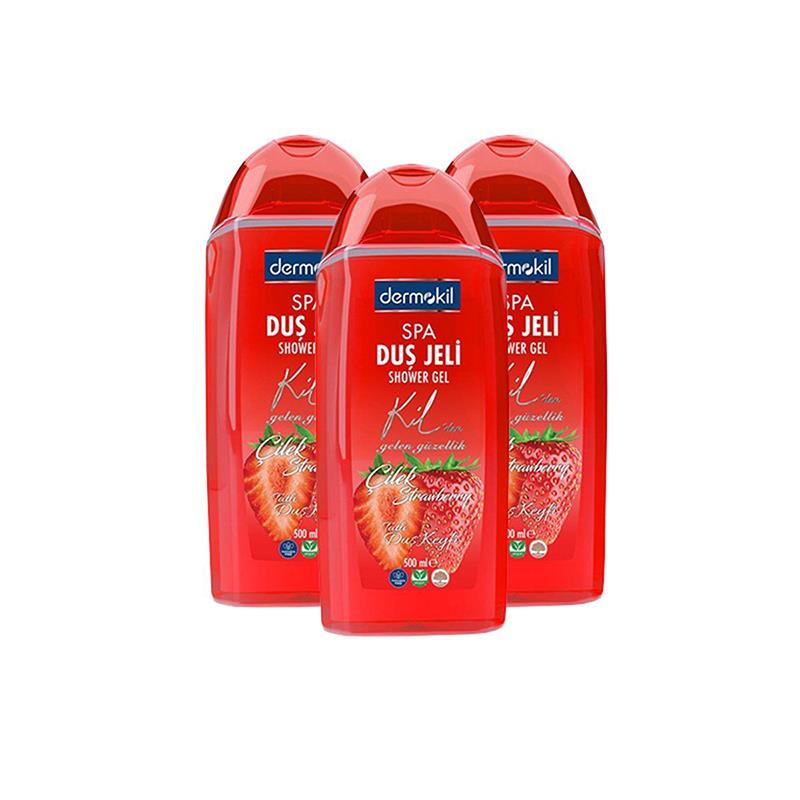 Dermokil Vegan Çilek Duş Jeli 500 ml x 3 Adet