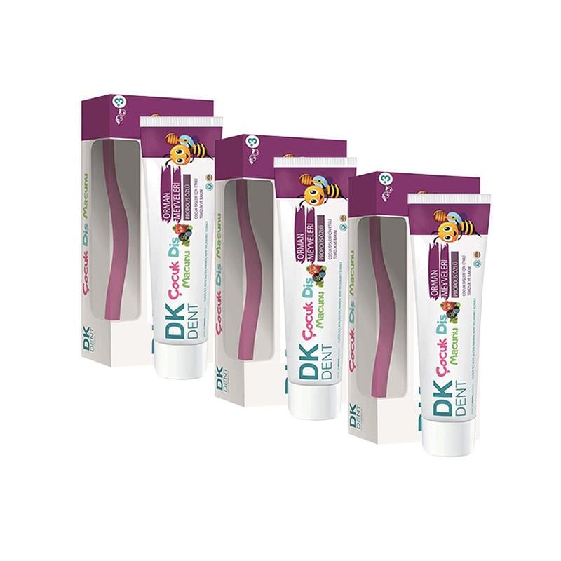 Dkdent Orman Meyveleri Florürsüz Çocuk Diş Macunu 50 ml Diş Fırçası Hediyeli x 3 Adet