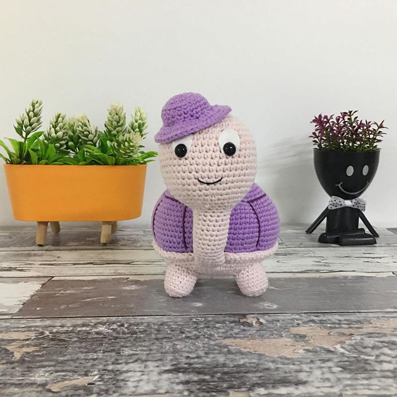 El Örgü Amigurumi Oyuncak Kaplumbağa Mor