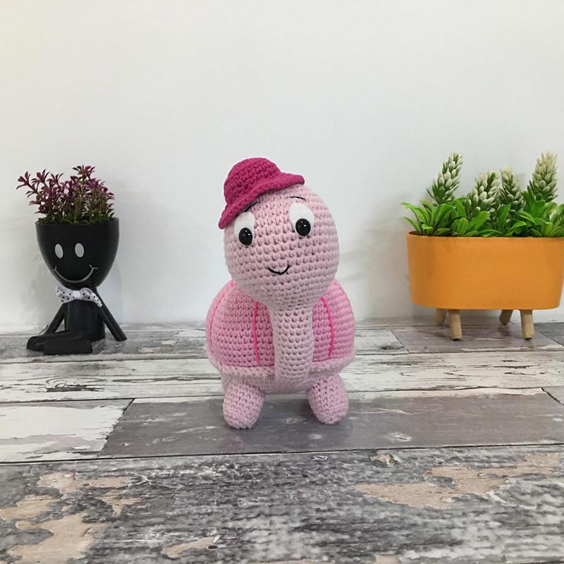 El Örgü Amigurumi Oyuncak Kaplumbağa Pembe