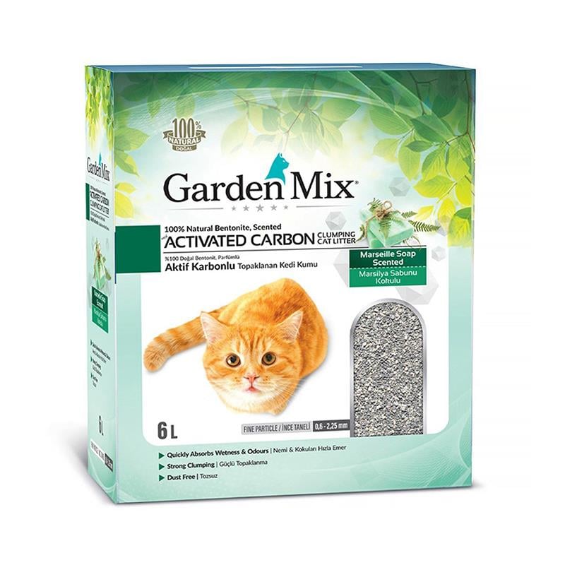 Gardenmix Bentonit Aktif Karbon Marsilya Sabunu Kedi Kumu 6 Lt