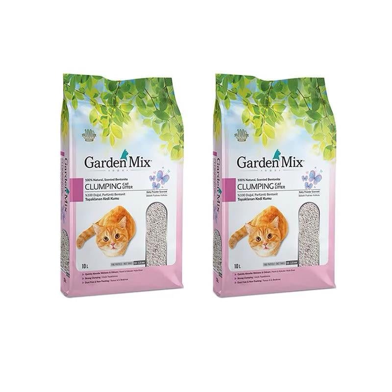 Gardenmix Bentonit Bebek Pudrası İnce Kedi Kumu 10 Lt 2 Li Paket