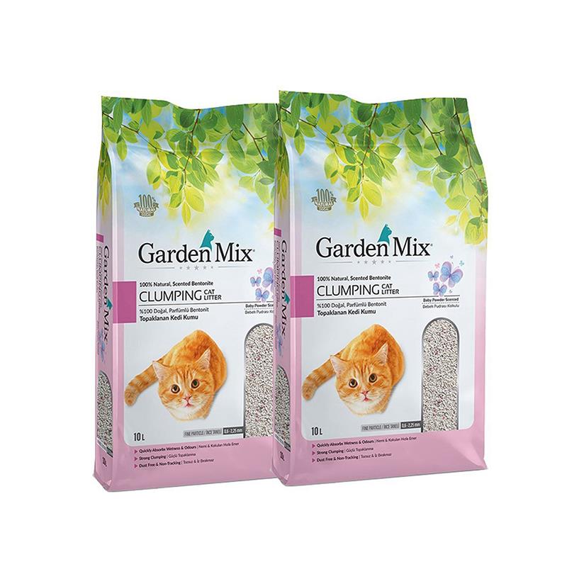 Gardenmix Bentonit Bebek Pudrası Kalın Taneli Kedi Kumu 10 Lt x 2 Paket