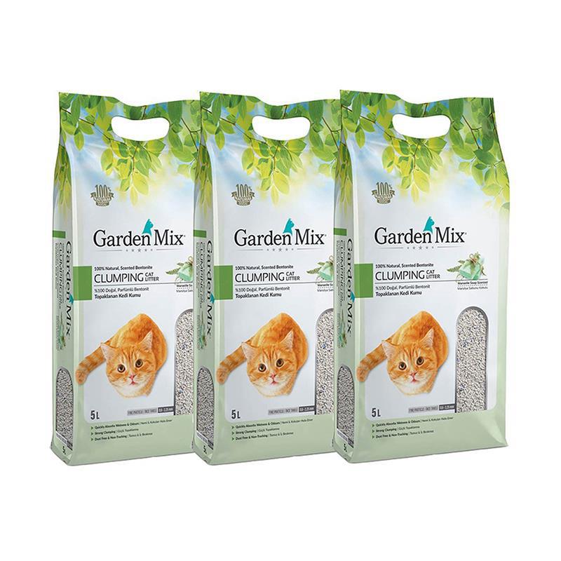 Gardenmix Bentonit Marsilya Sabunu İnce Taneli Kedi Kumu 5 Lt x 3 Paket