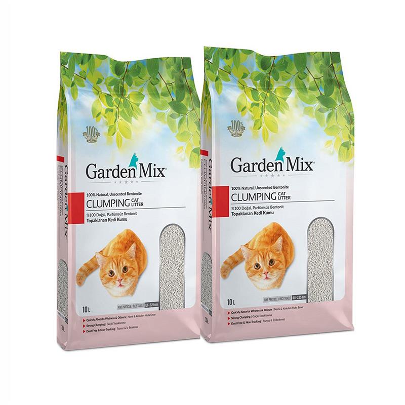 Gardenmix Bentonit Parfümsüz İnce Kedi Kumu 10 Lt  2'li Paket