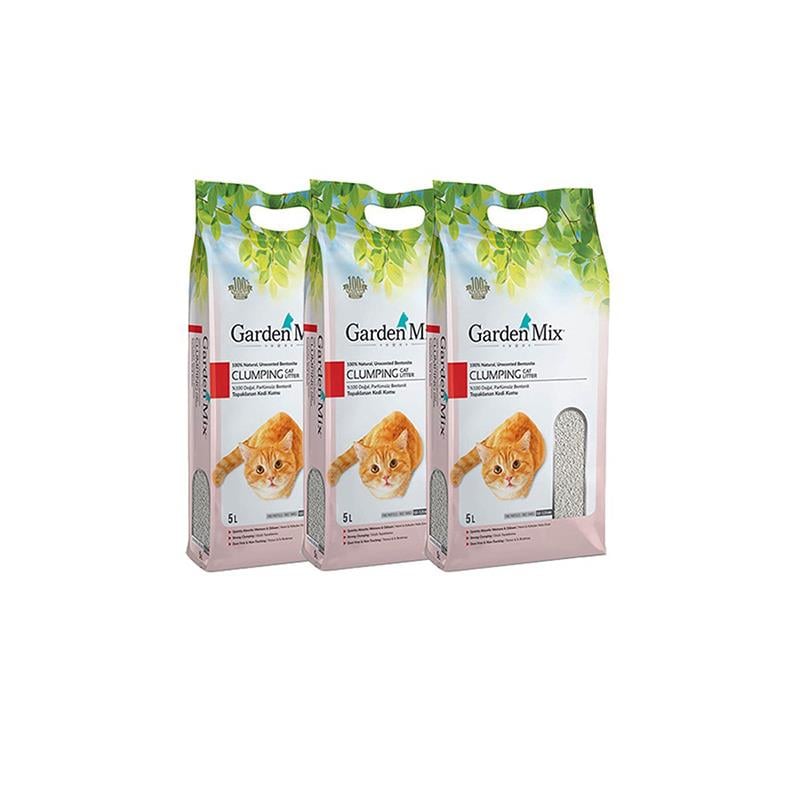 Gardenmix Bentonit Parfümsüz İnce Taneli Kedi Kumu 5 Lt x 3 Paket