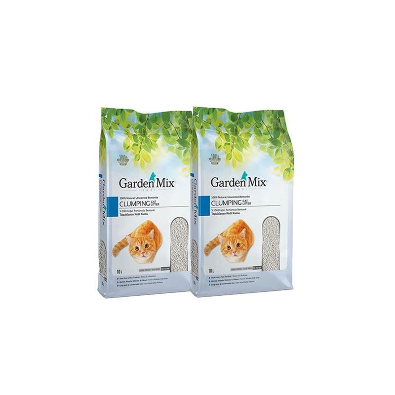 Gardenmix Bentonit Parfümsüz Kalın Taneli Kedi Kumu 10 Lt x 2 Paket