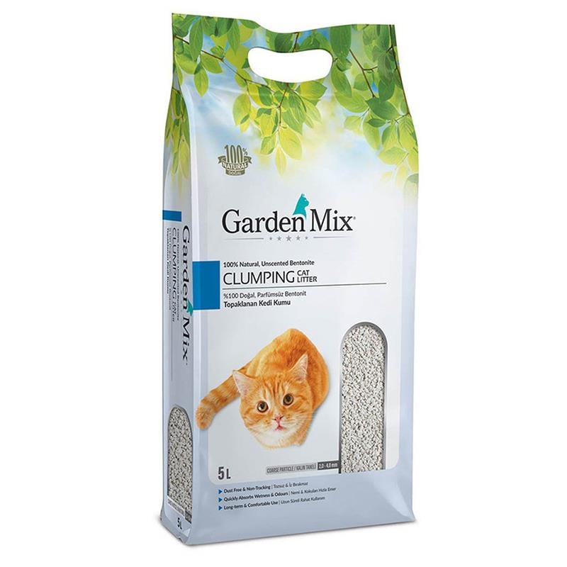 Gardenmix Bentonit Parfümsüz Kalın Taneli Kedi Kumu 5 Lt